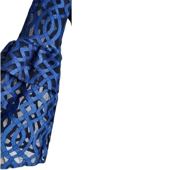 Alfani Pullover Round Neck Blouse Tiered Bell Sleeves Top Navy Blue Size Large - Picture 6 of 11